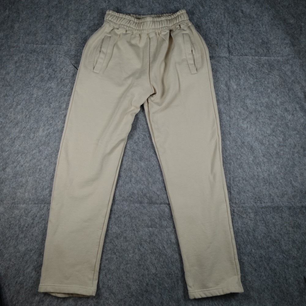 HOURS Sweatpants Mens Small‎ Tan Elastic Waist Cotton Fleece Straight Leg